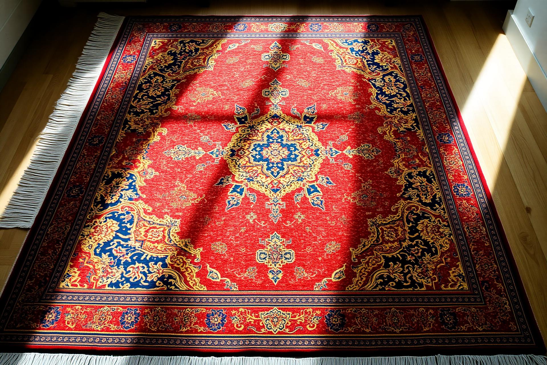 A beautifully cleaned oriental rug in bright natural light